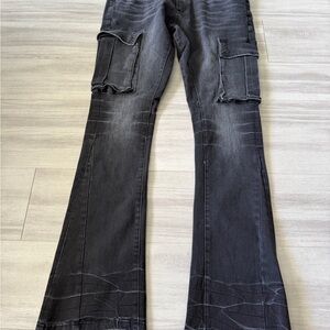 Men's Slim Fit Black Cargo Jeans
